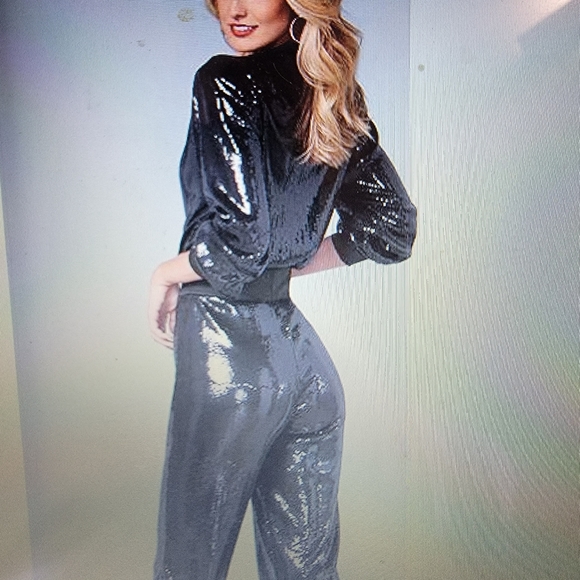 Sequin Jogger Jumpsuit 'NWOT' LG - Picture 2 of 15